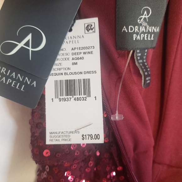 $179 ADRIANNA PAPELL New sequin party long gown M - Picture 4 of 14
